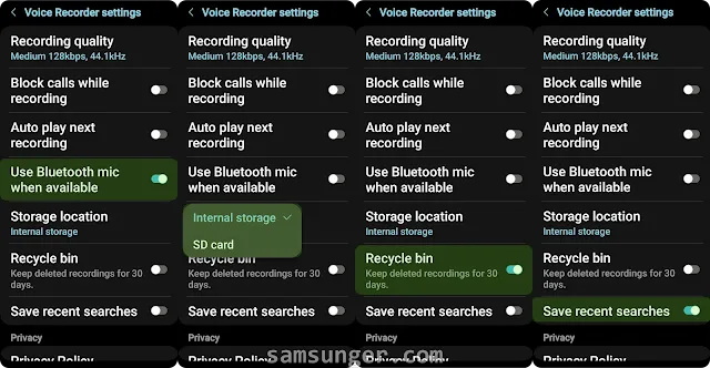 Demonstration for Use Bluetooth Mic when Available, Storage Location, Recycle Bin and Save Recent Searches