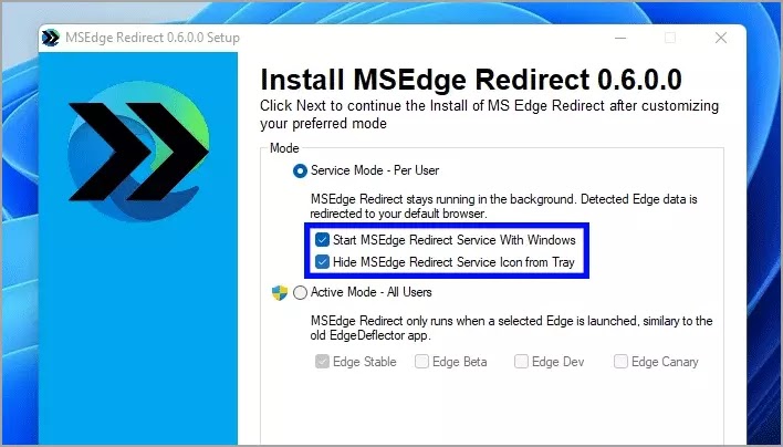 8-MSEdgeRedirect-service-mode-per-user-options