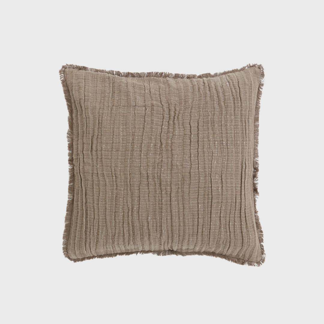 crinkled linen-blend cushion cover