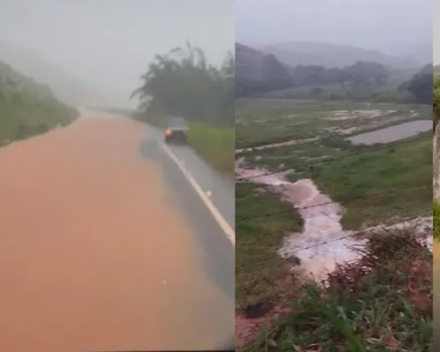 Temporal alaga rodovia e assusta moradores de Pureza