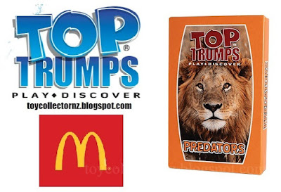 McDonalds Top Trumps Card Game Happy Meal Toys in January and February 2022 Australia and New Zealand - Predators Card Game Pack