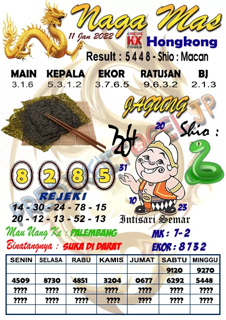 Prediksi Syair Naga Mas HK Selasa 11 Januari 2022