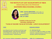 The seminar on FILING OF INCOME TAX & GST RETURNS- 2024 Thursday 14th March at 6 PM Chennai