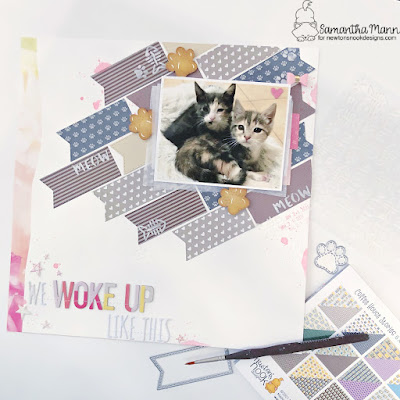 We Woke Up Like This Layout by Samantha Mann for Newton's Nook Designs, Die Cutting, Die Cuts, Scrapbooking, Watercolor, Layout #newtonsnook #newtonsnookdesigns #layout #scrapbooking #mixedmedia