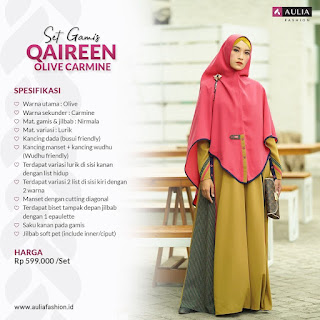 Koleksi Gamis Set Syari Aulia Qaireen Olive Carmine