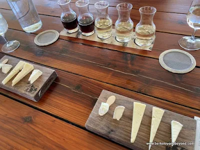 wine tasting set-up at Pennyroyal Goat Dairy and Farm in Boonville, California
