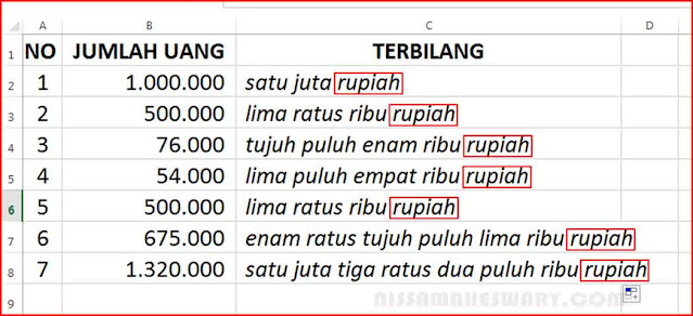 Cara Merubah Nilai Angka Menjadi Terbilang Beserta Rupiah Dengan Huruf atau Teks Secara Otomatis