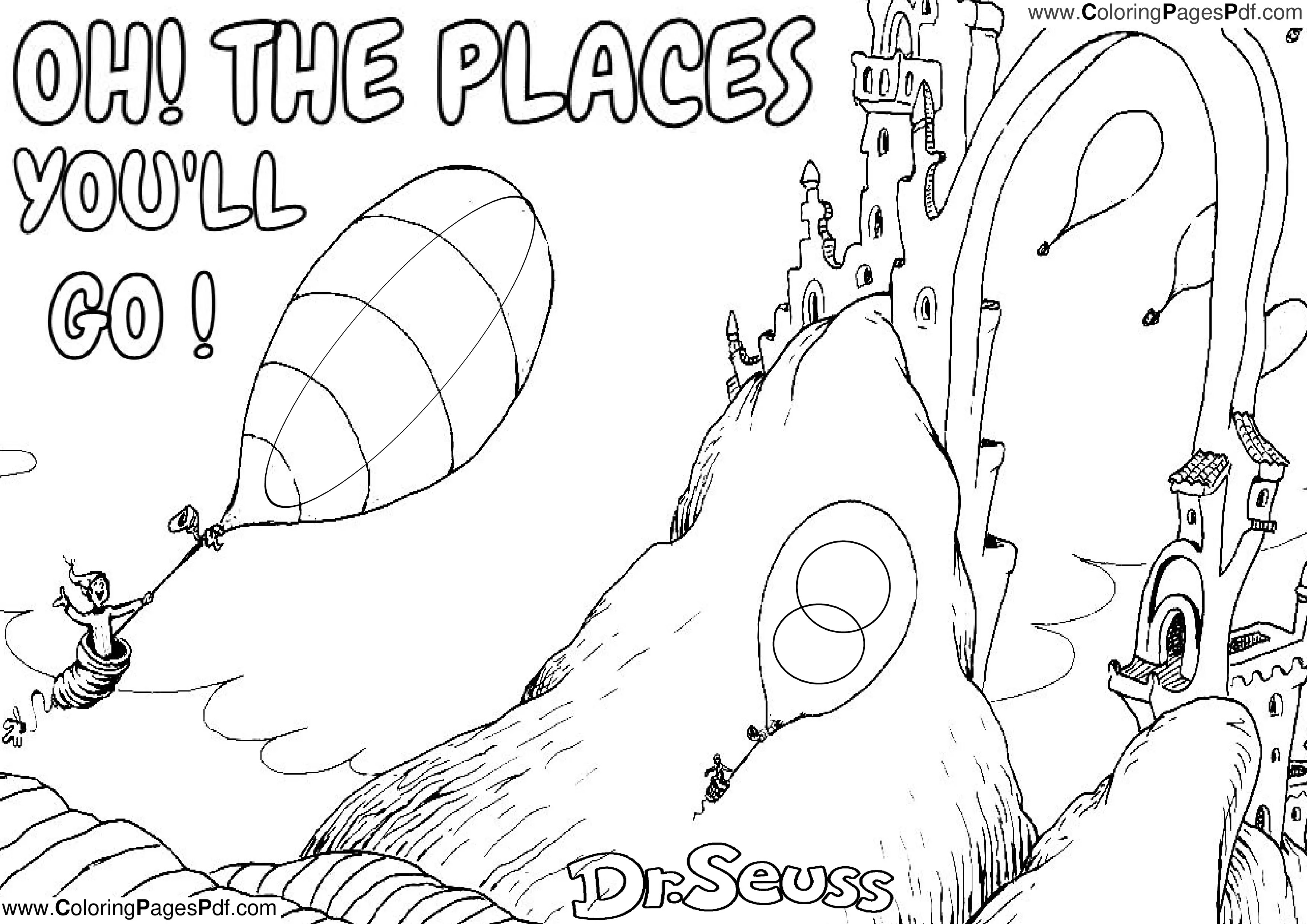 Dr. seuss coloring pages oh the places you'll go