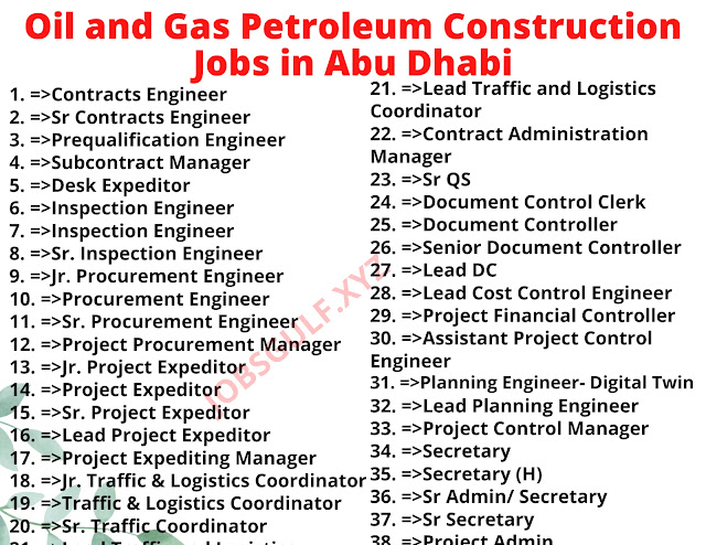 Oil and Gas Petroleum Construction Jobs in Abu Dhabi