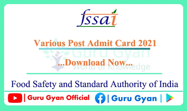 FSSAI Various Post Admit Card 2021