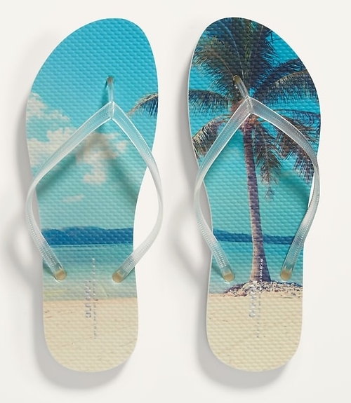 Tropical Beach Photo Flip Flops