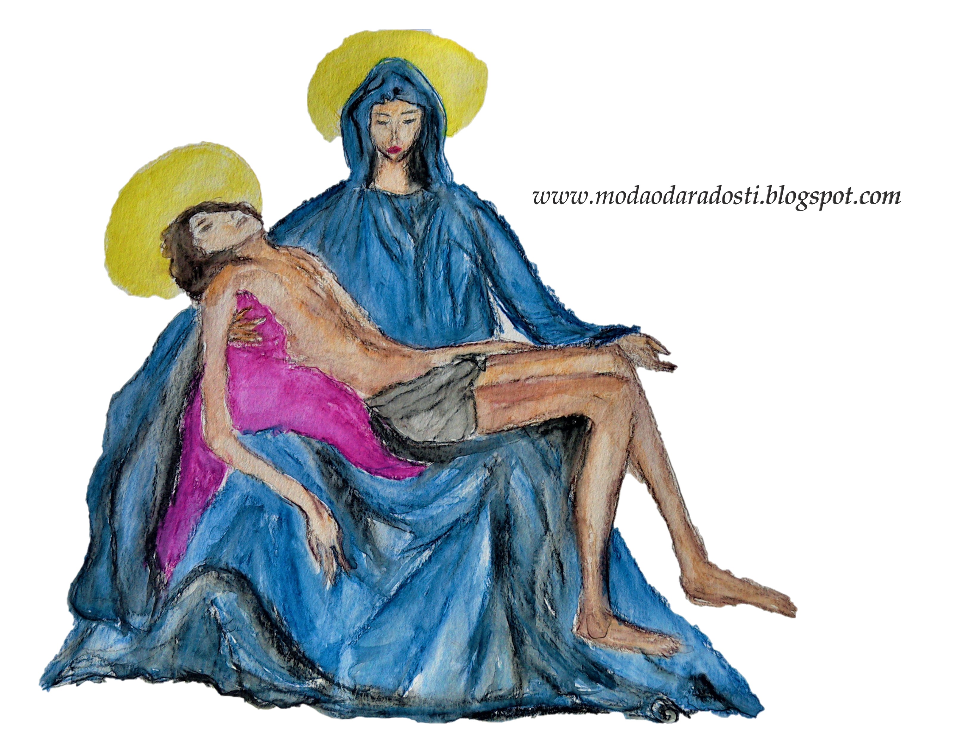 INSPIRED BY MICHELANGELO'S PIETA (A WATERCOLOUR PENCIL STUDY)