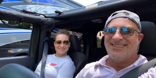 Christina Cantore inside the car with her father Jim