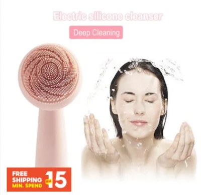 Electric Facial Brush Cleaner Roller Massage Pore Cleansing Instrument Waterproof Silicone USB Wireless Charging
