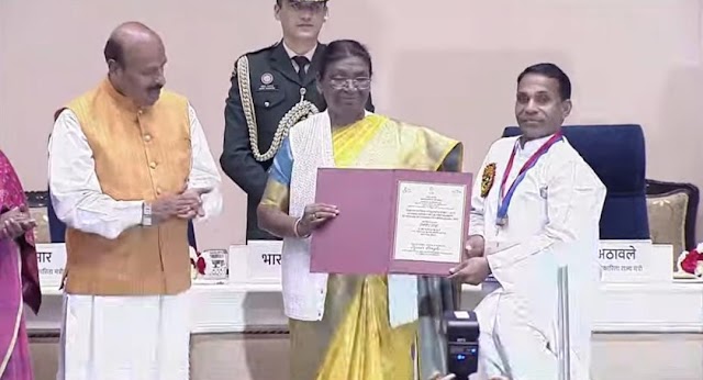 राष्ट्रपति द्रोपती मुर्मू द्वारा दुजाना निवासी तेजवीर सिंह को राष्ट्रपति पुरस्कार से किया गया समान्नित