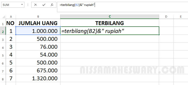 Cara Merubah Nilai Angka Menjadi Terbilang Beserta Rupiah Dengan Huruf atau Teks secara otomatis