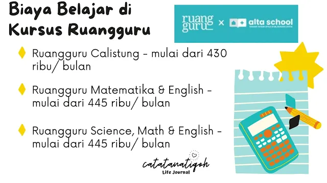 biaya belajar di kursus ruangguru