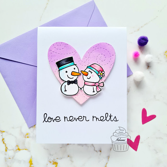 CIC, Paper smooches - Snow dudes stamo set,,Winter scene,Anniversary card,love you card, Love card,Copics, CAS card, Quillish