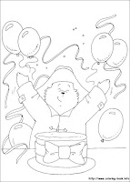 Paddington celebrating birthday coloring page