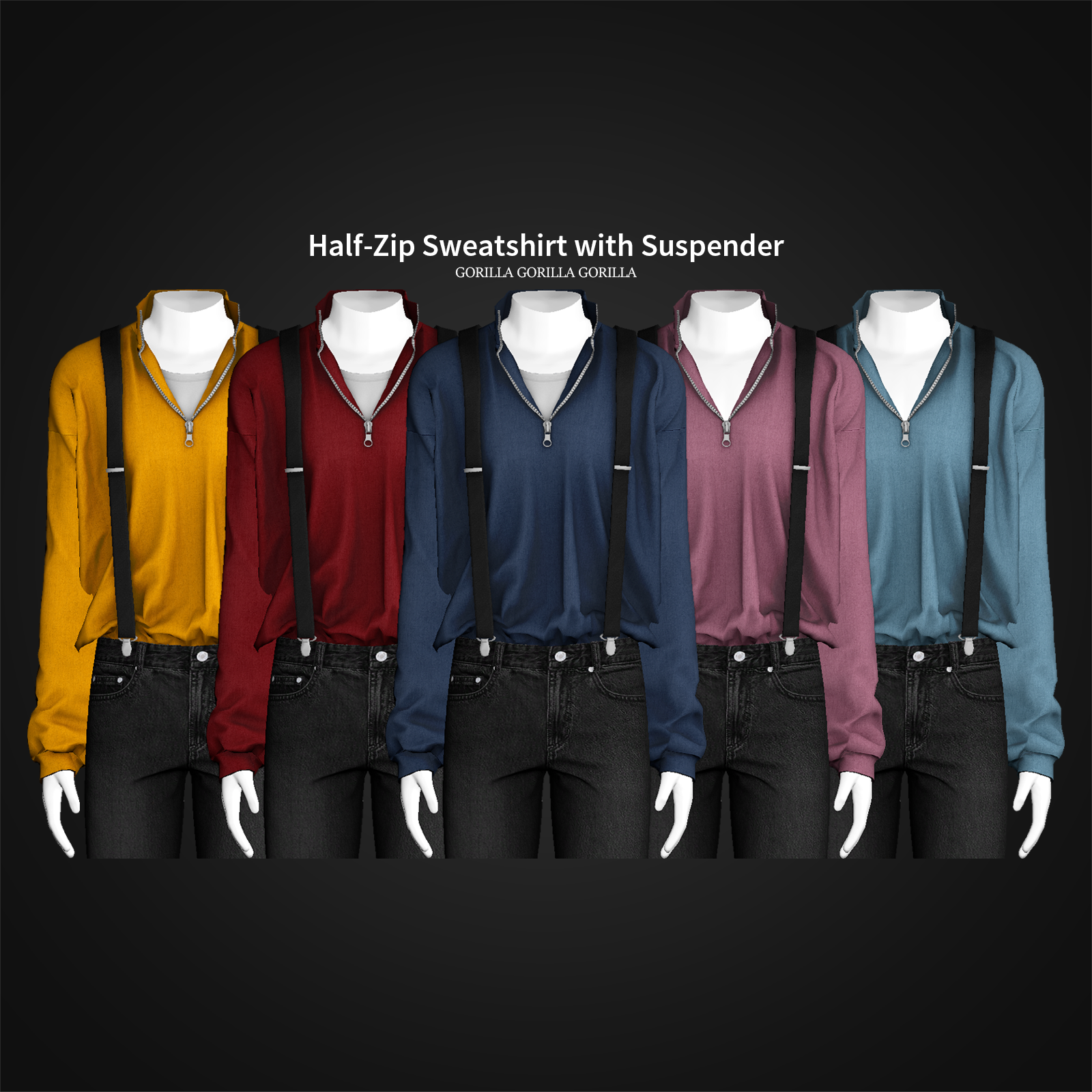 Half Zip Sweatshirt With Suspender Gorilla X3