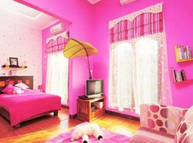 matching pink two colour combination for bedroom walls