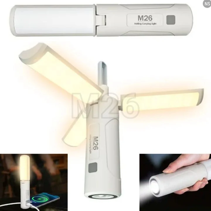 M26 Foldable LED Lamp by Tinaval: USB Rechargeable Hanging Lights with Flashlight Torch Function - Suitable for Both Indoor and Outdoor Usage