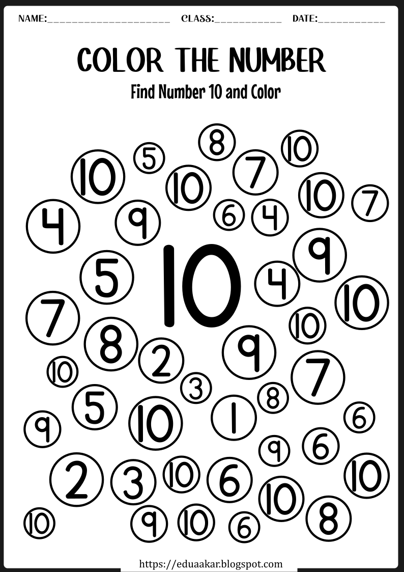 Color and Count Number 10 Worksheet