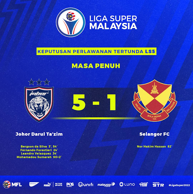 JDT Belasah Selangor 5-1