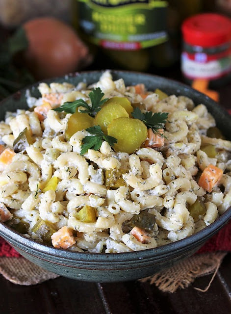 Bowl of Dill Pickle Macaroni Salad Image