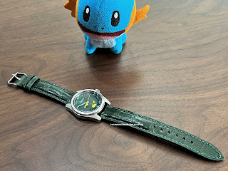 セイコー ポケモン 腕時計 コラボ ピカチュウ 緑  ベルト 交換 例 市販 革ベルト Pikachu SEIKO watch belt green