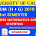 CU B.COM 3rd Semester Business Mathematics and Statistics 2018 Question Paper | B.COM Business Mathematics and Statistics 3rd Semester 2018 Calcutta University Question Paper With Answer