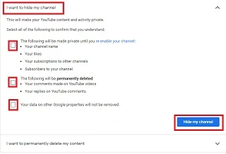 Hide YouTube Channel Temporarily