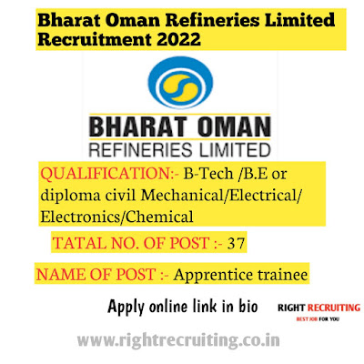 Bharat Oman Refineries Limited Recruitment 2022