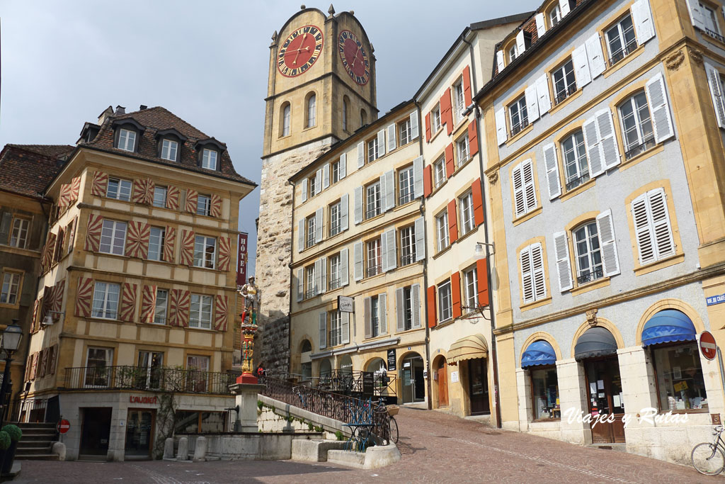 Fuente de Banneret y torre Diesse, Neuchatel