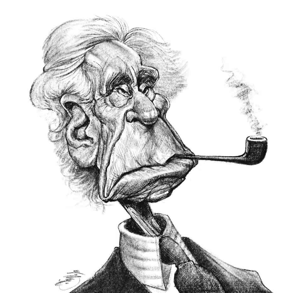 Bertrand Russell .. Caricature by Ali AlSumikh - Bahrain