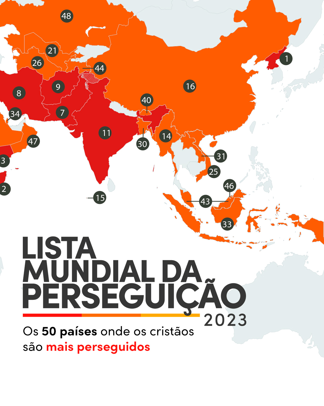 Lista Mundial - Países da Lista 2023 - 360 Milhões de Cristãos são perseguidos no Mundo !