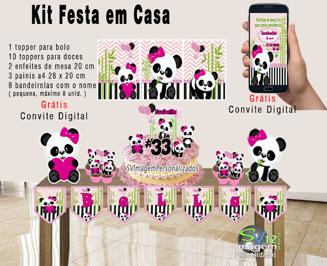 Urso Panda Rosa dicas e ideias para decoração de festa personalizados kit festa em casa