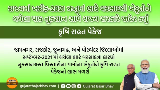gujarat state govt announces agricultural relief package after due to flood heavy rain in guajrat crop loss