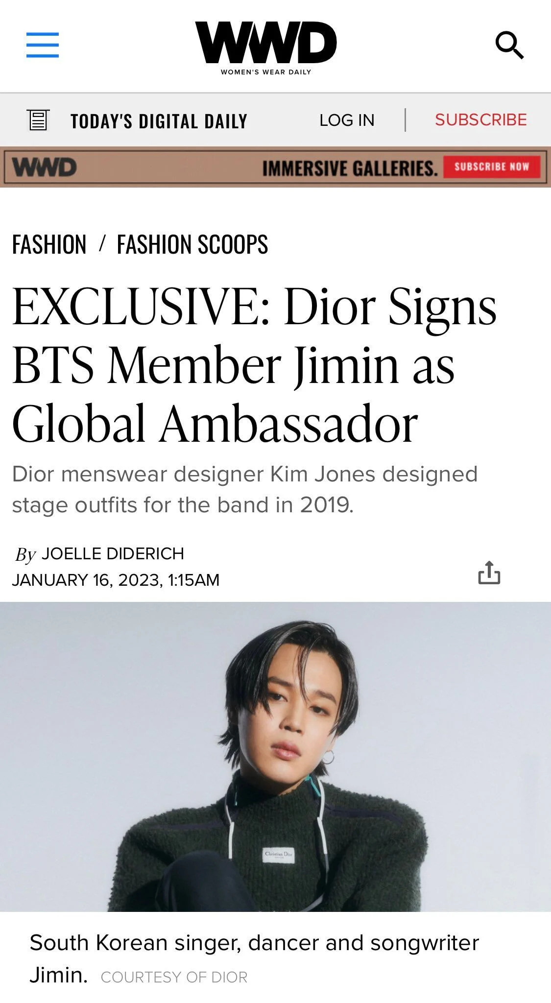 BTS Jimin Newest Dior Global Ambassador