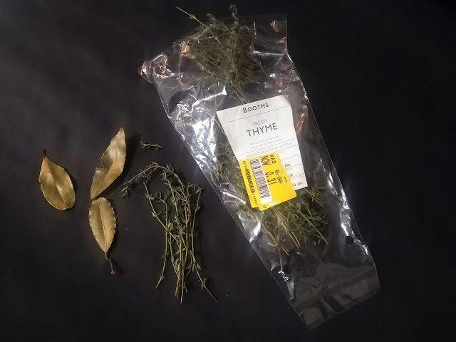 herbs, dried thyme and oregano to make smudge sticks