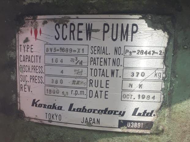 KOSAKA GV5-1689-X1 SCREW PUMP