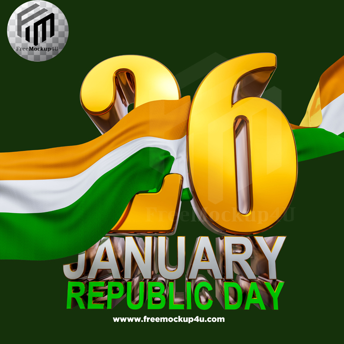 3D Render Indian Republic Day Concept With Transparent BG 2