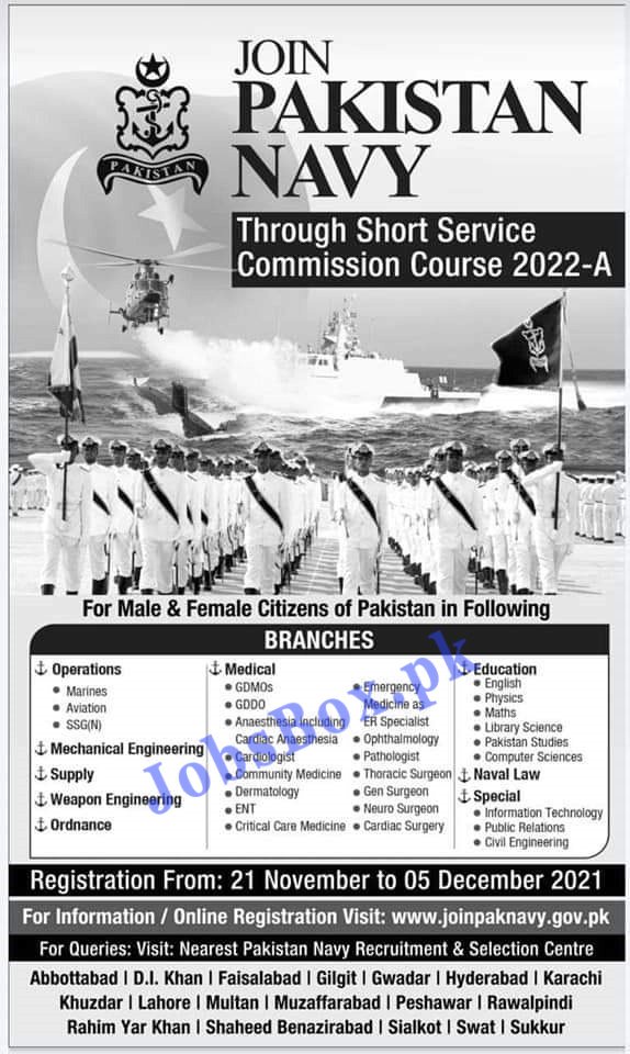 Pakistan Navy Jobs 2022 - Pakistan Navy Through Short Service Commission Course 2022