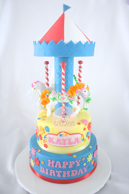 2 tier carousel fondant horse horses cake chucakes