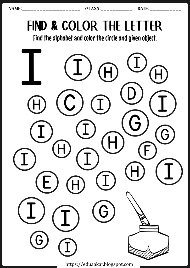 Identify Alphabet I Worksheet