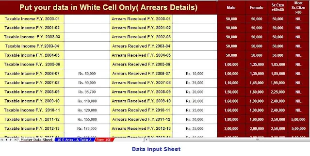 Data Input Sheet