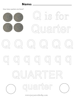 Q is for Quarter worksheet