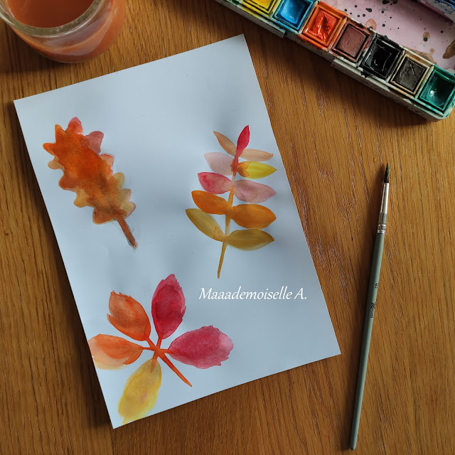 Feuilles d'automne à l'aquarelle