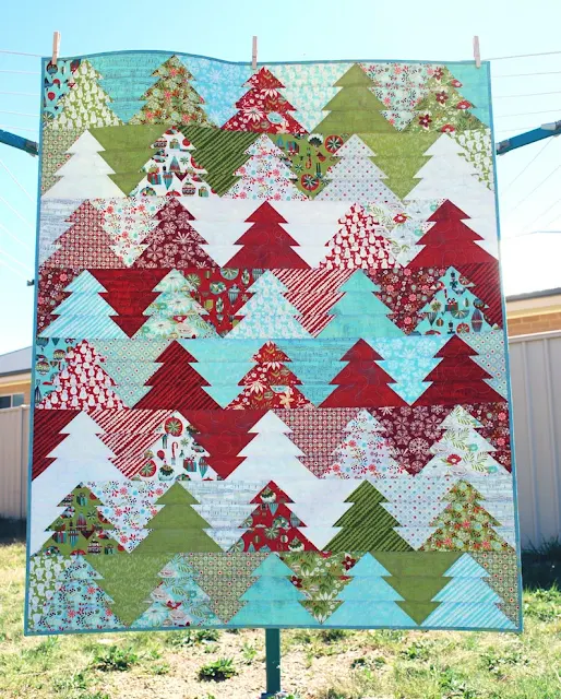 Christmas tree quilt using 2 1/2 inch strips