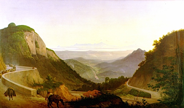 AGOSTINHO JOSE DA MOTA (1824-1878) Pico de Maria Comprida (1926 me Brésil   In Paisagem do Rio de Janeiro, huile sur toile, 130 x 79cm